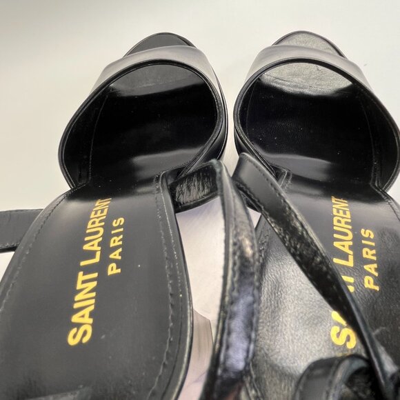 Saint Laurent Jodie Size 8B Calf Leather Ankle-Strap Platform Sandals Nero Color - Picture 9 of 16